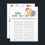 Winter nalle - Baby namn tävling<br><div class="desc">"Det är en Beary Sweet baby på väg." Fira med den här nallen,  den där babyduschen party! Vaterfärgssöt nalle med julklapp,  i tomhatt. På baksidan av kortet finns helgdag christmas mönster (candy cane,  julgran boll leksak,  julsockar). Matchande objekt är tillgängliga.</div>