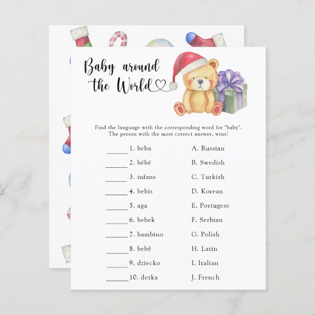 Winter nalle - Baby värld runt-spel (Fram/baksida)