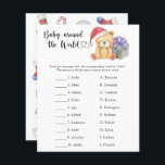 Winter nalle - Baby värld runt-spel<br><div class="desc">"Det är en Beary Sweet baby på väg." Fira med den här nallen,  den där babyduschen party! Vaterfärgssöt nalle med julklapp,  i tomhatt. På baksidan av kortet finns helgdag christmas mönster (candy cane,  julgran boll leksak,  julsockar). Matchande objekt är tillgängliga.</div>