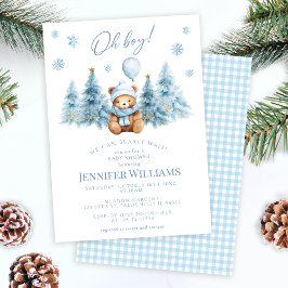 Winter Nalle Gräs Träd Oh Boy Baby Shower Inbjudningar