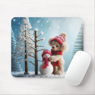 Winter Nalle och Snögubbe Musmatta