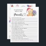 Winter nalle - spel om föräldrarna<br><div class="desc">"Det är en Beary Sweet baby på väg." Fira med den här nallen,  den där babyduschen party! Vaterfärgssöt nalle med julklapp,  i tomhatt. På baksidan av kortet finns helgdag christmas mönster (candy cane,  julgran boll leksak,  julsockar). Matchande objekt är tillgängliga.</div>