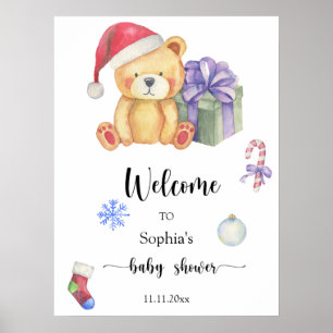 Winter nalle - Välkomstbabydusch Poster