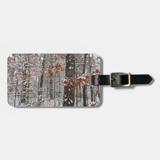 Winter Nature Fotography snö Covered Oak Träd Wint Bagagebricka (Horisontell Framsida)