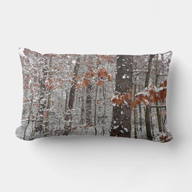 Winter Nature Fotography snö Covered Oak Träd Wint Lumbarkudde (Framsida)
