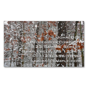 Winter Nature Fotography snö Covered Oak Träd Wint Magnetiska Visitkort