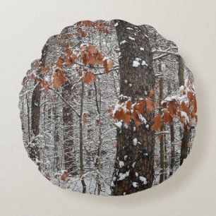 Winter Nature Fotography snö Covered Oak Träd Wint Rund Kudde
