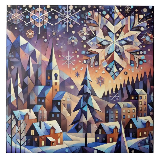 Winter Nght Art Ceramic Tile Kakelplatta (Framsidan)