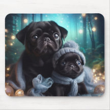 Winter Night Pug Mousepad