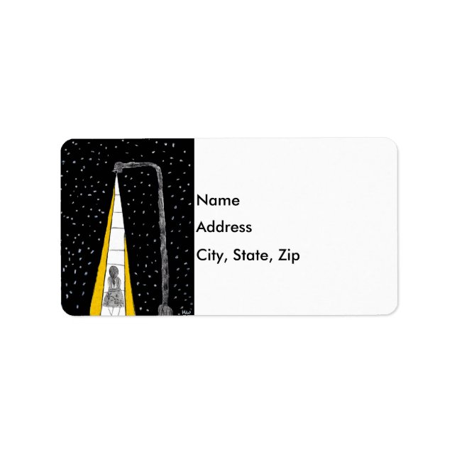 Winter Night Walk Adressetikett (Framsidan)