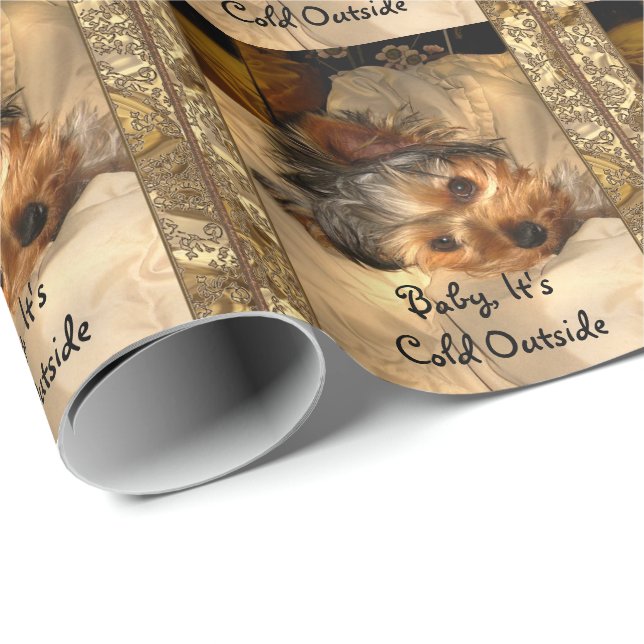 Winter Nights Yorkie Elegant Presentpapper (Rullad Hörn)