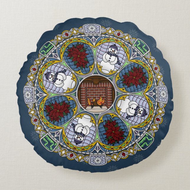 Winter Nouveau Round Pillow Rund Kudde (Framsidan)