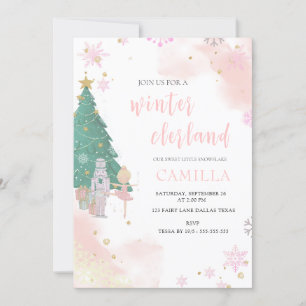 Winter Nutcracker Onederland 1:a födelsedag Inbjudningar