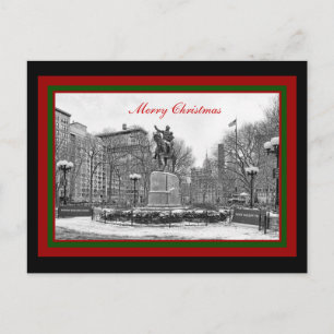 Winter NYC Union Square B & W God jul Helg Vykort