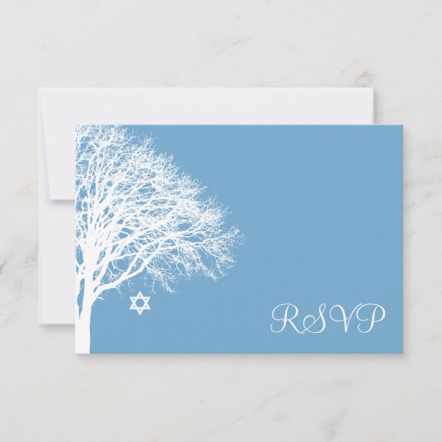Winter Oak Träd Blue White Bat mitzvah OSA (Framsida)