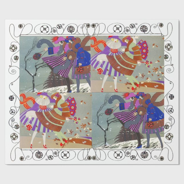 WINTER OCH FALL ART DECO BEAUTY MODE, vit Presentpapper (Platt)