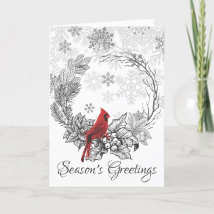 Winter och Red Bird Season Greetings Winter Helgkort