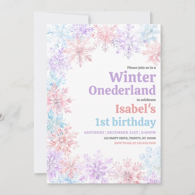 Winter Onderland Birthday Inbjudningar (Framsida)