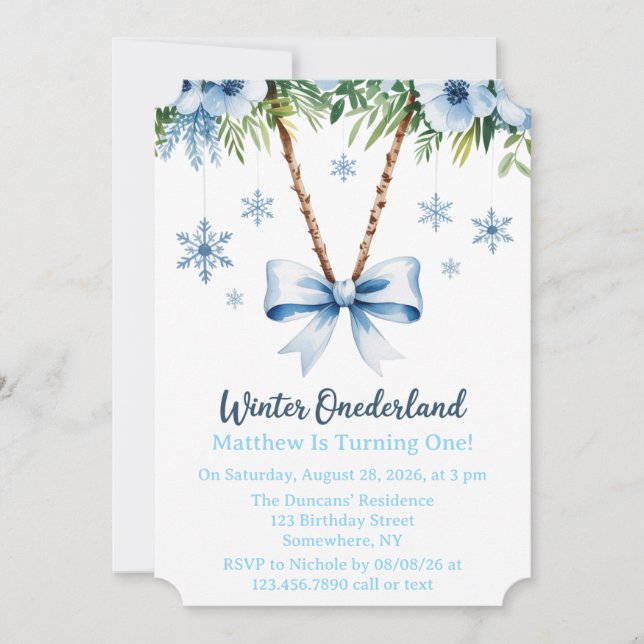 Winter Onderland Boys 1:a. Födelsedagsfest Inbjudningar (Framsida)