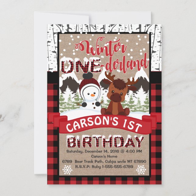 Winter Onderland Födelsedagsfest inbjudan (Framsida)