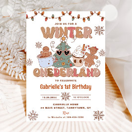 Winter Onderland Groovy-Födelsedagsfesten Jul Inbjudningar