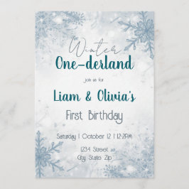 Winter ONE-derland First Birthday Invitation Inbjudningar