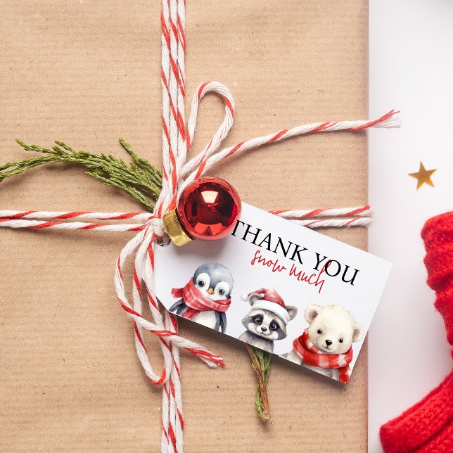 Winter Onederland 1:a årsdagen Julfoto Presentetikett (Thank you Snow much - winter onederland 1st birthday)