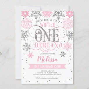 Winter Onederland 1:a årsdagen, Rosa silver Inbjudningar