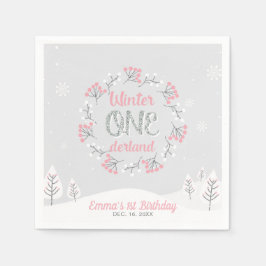 Winter Onederland 1:a födeldagen Party Pappersserv Pappersservett