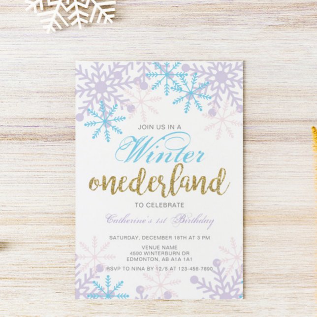 Winter Onederland 1:a födelsedag Flicka Cute snö Inbjudningar (Skapare uppladdad)