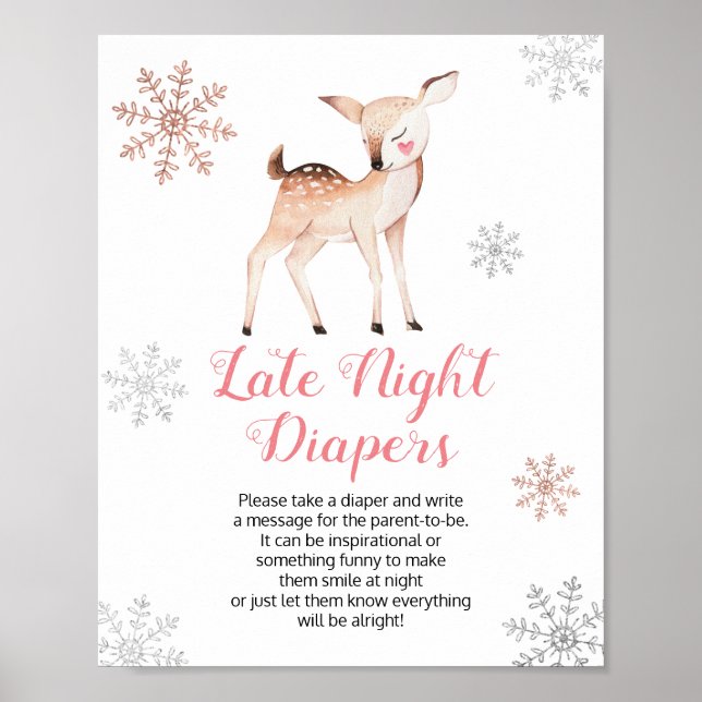 Winter Onederland 1:a födelsedag för sent nattliga Poster (Framsidan)