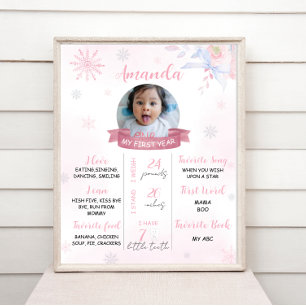 Winter Onederland 1:a födelsedag - milstolpstecken Poster