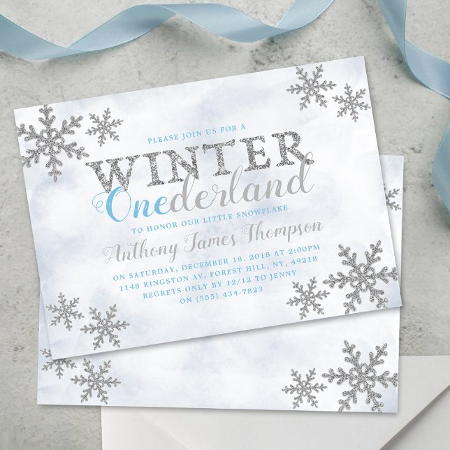 Winter ONEderland 1:a födelsedag Party Inbjudningar (Skapare uppladdad)