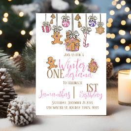 Winter onederland 1:a födelsedag party vintertid inbjudningar