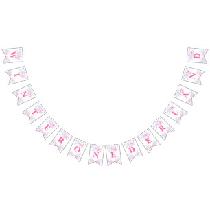 Winter Onederland 1:a födelsedag Rosa Cute Modern Vimplar