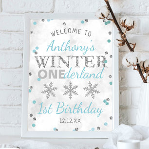 Winter ONEderland 1:a födelsedag Välkommen Poster