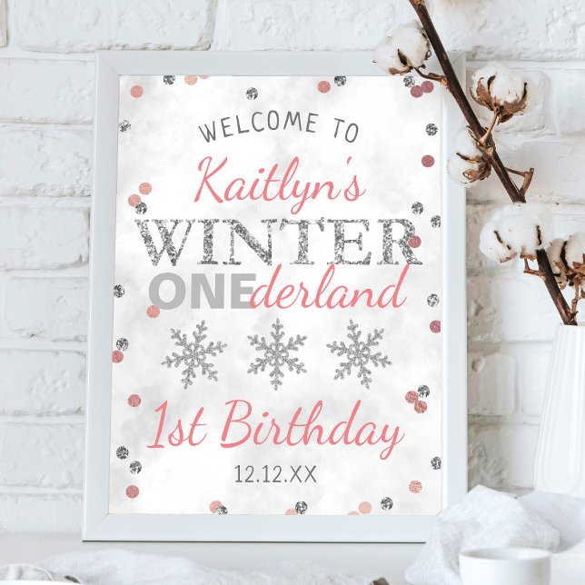Winter ONEderland 1:a födelsedag Välkommen Poster (Skapare uppladdad)