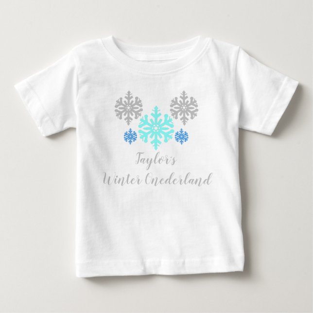 Winter Onederland 1:a födelsedagen Baby T-Shirt (Framsida)