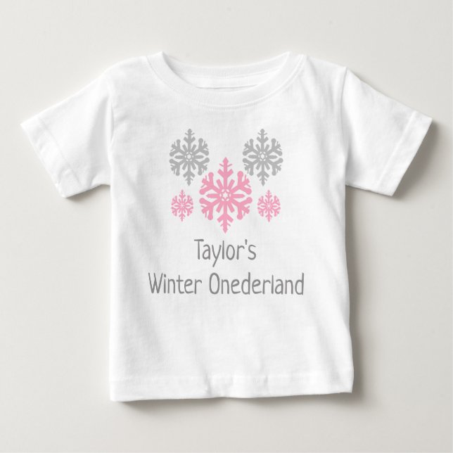 Winter Onederland 1:a födelsedagen Baby T-Shirt (Framsida)