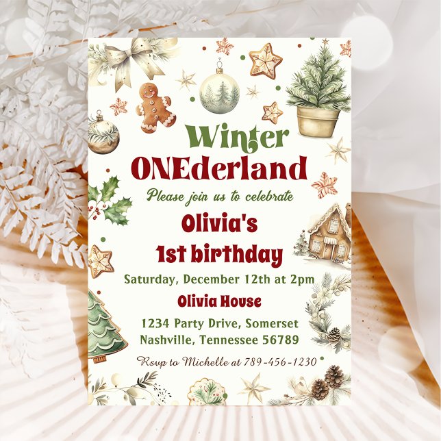 Winter Onederland 1:a födelsedagen Cookies Jul Inbjudningar (Skapare uppladdad)