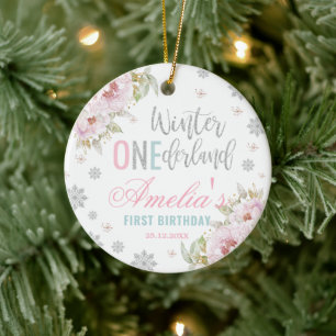 Winter ONEderland 1:a födelsedagen Julgran Julgransprydnad Keramik