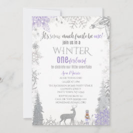 Winter Onederland 1:a födelsedagen Lavender Snowfl Inbjudningar