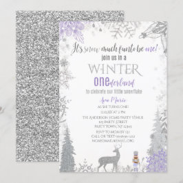 Winter Onederland 1:a födelsedagen Lavender Snowfl Inbjudningar