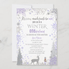 Winter Onederland 1:a födelsedagen Lavender Snowfl Inbjudningar