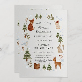 Winter ONEderland 1st Birthday Invitation Editable Inbjudningar