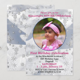 Winter ONEderland 1st Birthday Snowflake-mall Inbjudningar