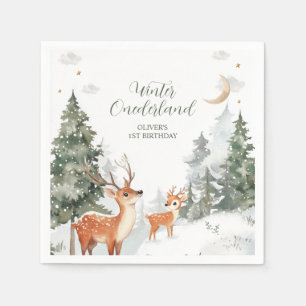 Winter Onederland Animals Första Födelsedagsfesten Pappersservett