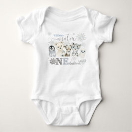 Winter Onederland Arctic Animals Blue 1st Birthday T Shirt