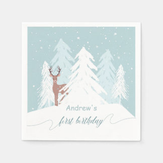 Winter Onederland Birthday Anpassningsbar Napkin B Pappersservett