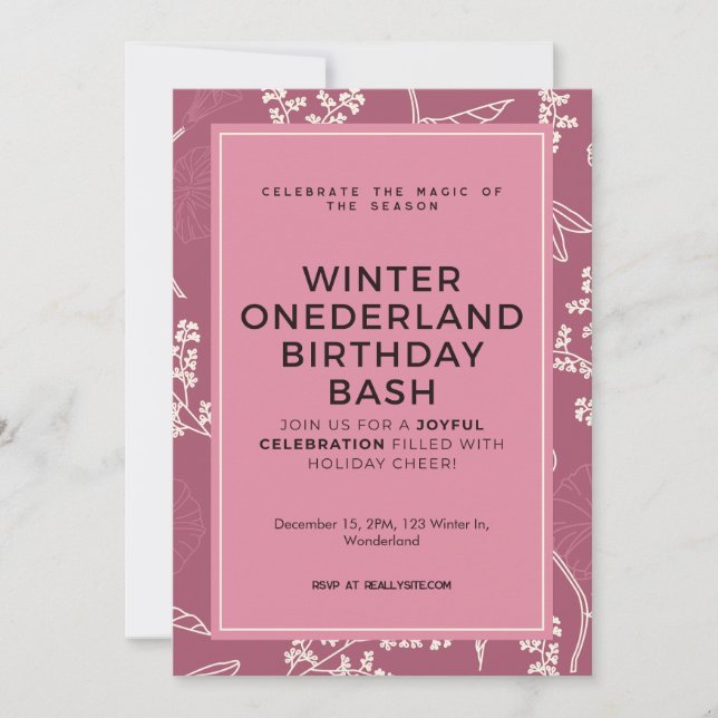 Winter ONEderland Birthday Bash anpassningsbar Inbjudningar (Framsida)